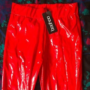 Red Vinyl Leggings